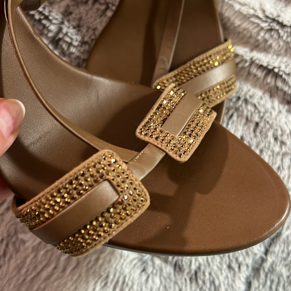 RENE CAOVILLA Brown+bronze heels -iconic silver glitter sole - sz 40 worn once!